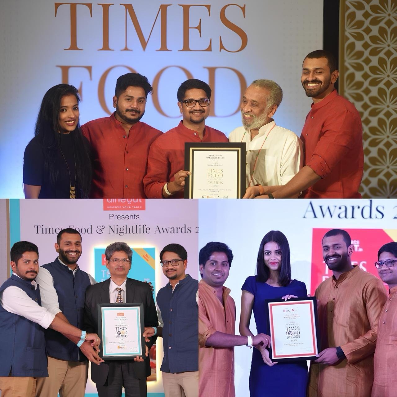 The Mahabelly team receiving the Times Food & Nightlife Awards
