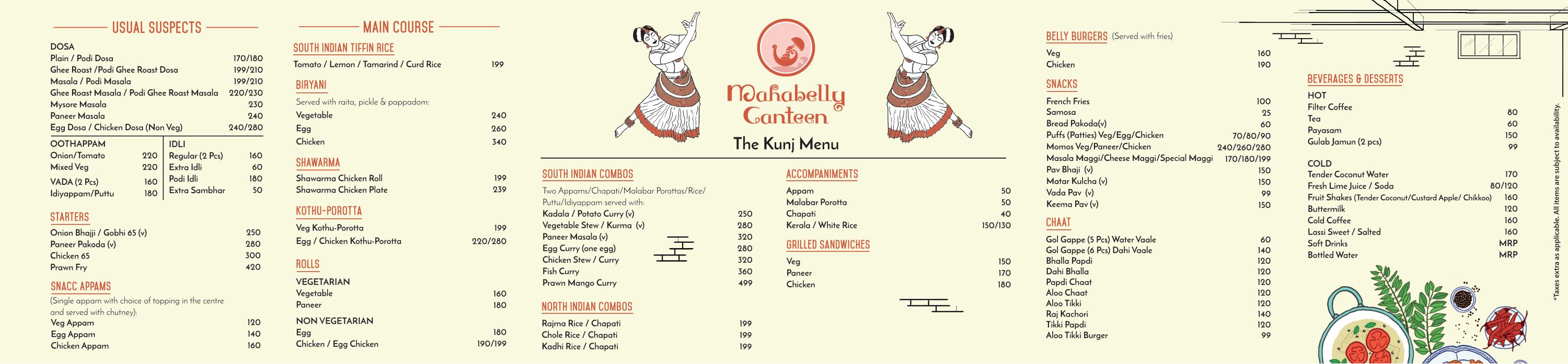 Mahabelly Canteen @ The Kunj menu — page 1 of 5
